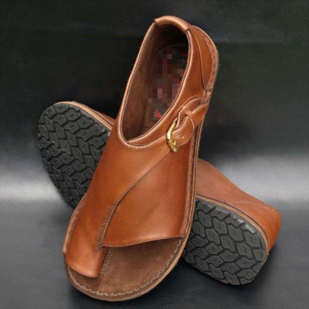 Daily Summer Leather Comfy Buckled Flat Sandals (Buy 2 Free Shipping)