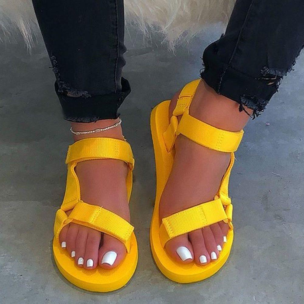 Buckle Open Toe Strappy Flat With Plain Sandals