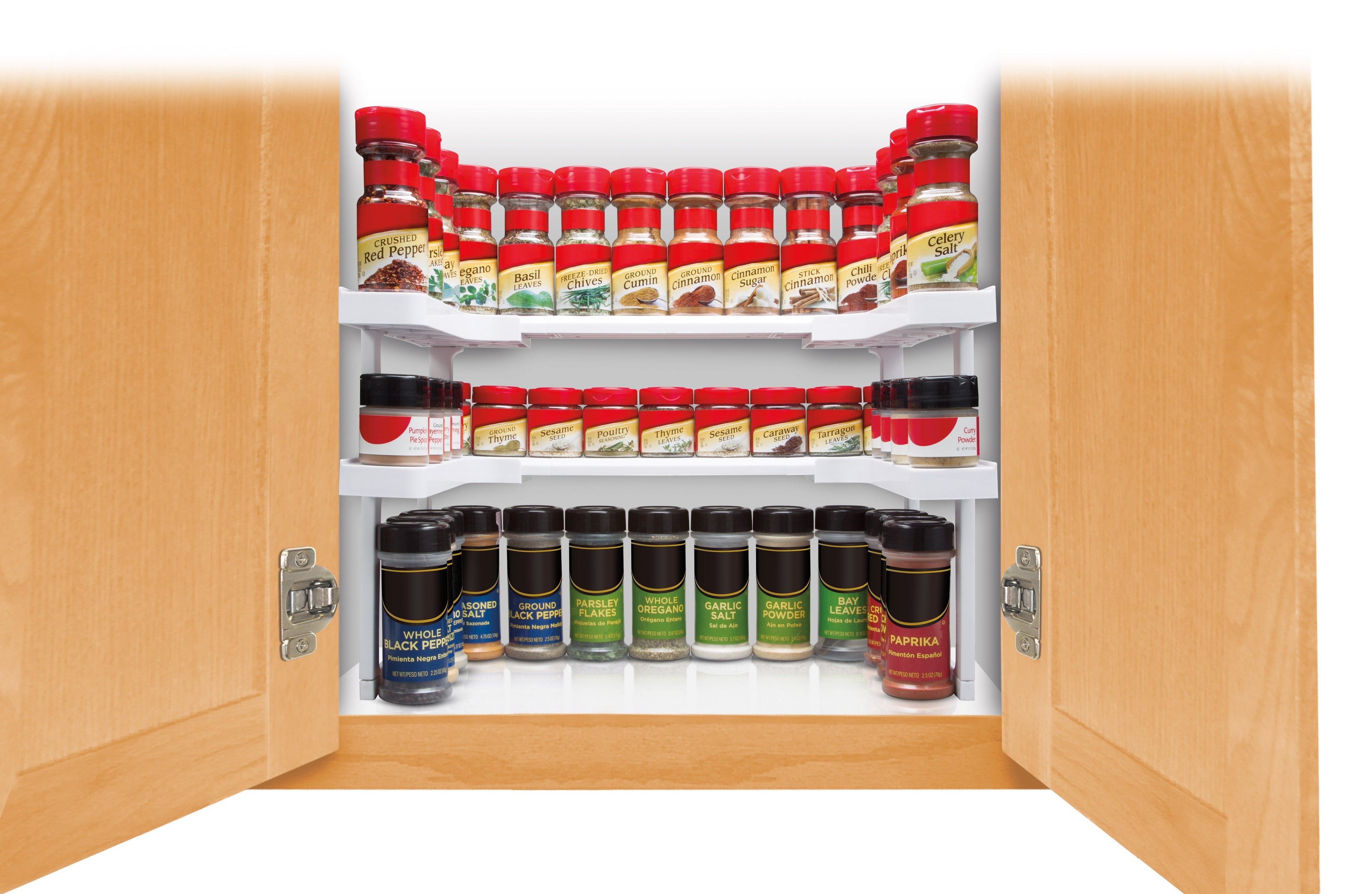 Spicy Shelf Universal Organizer for Cabinets, Spice Jar Organization for Pantry