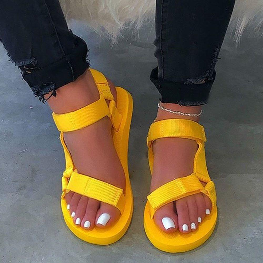 Buckle Open Toe Strappy Flat With Plain Sandals