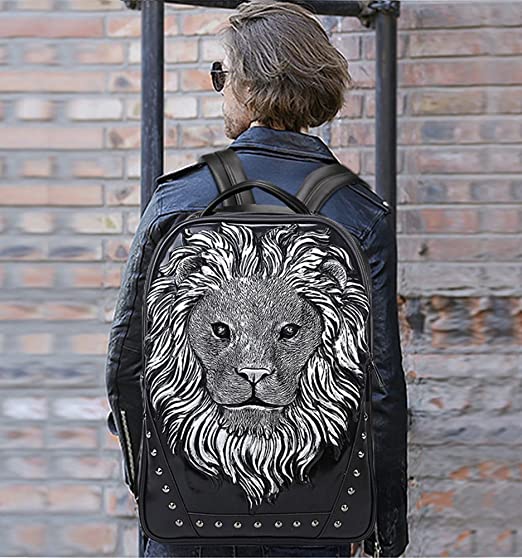Lion Head 3D Printed Studded Rivet Backpack