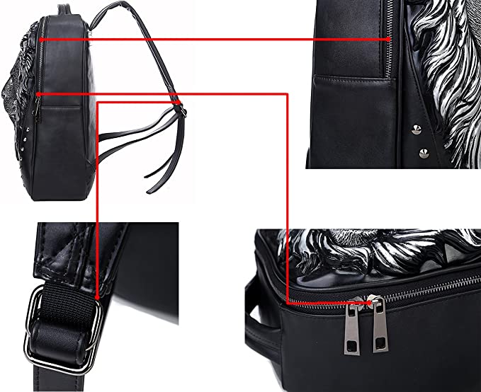 Lion Head 3D Printed Studded Rivet Backpack