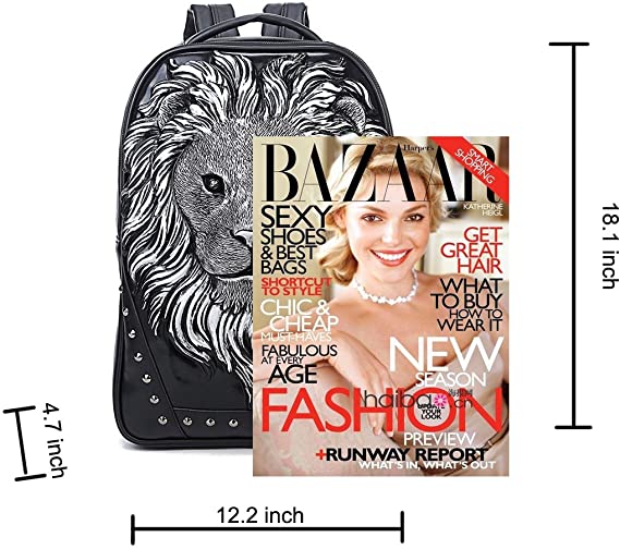 Lion Head 3D Printed Studded Rivet Backpack