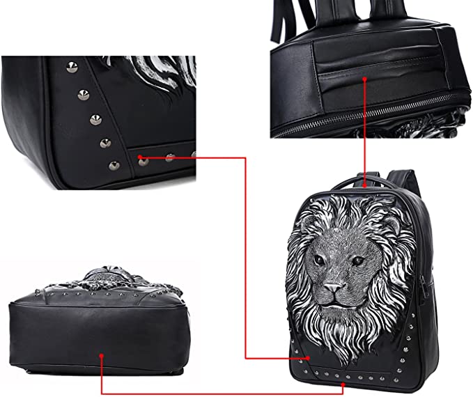 Lion Head 3D Printed Studded Rivet Backpack