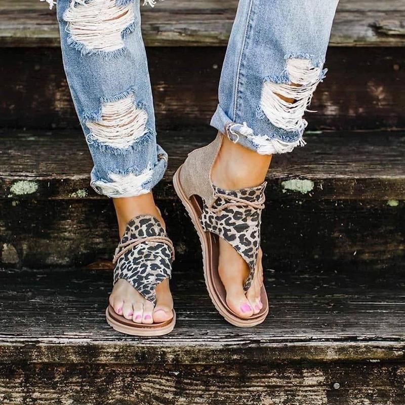 Women's Retro Leopard Print Flip Flop Sandals
