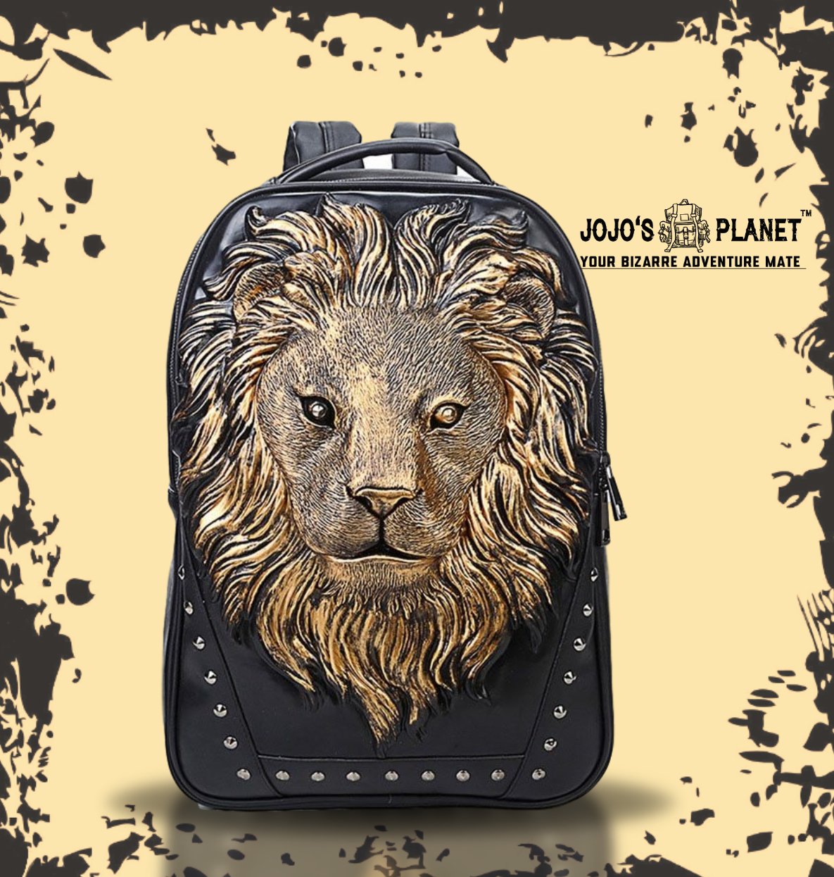 Lion Head 3D Printed Studded Rivet Backpack