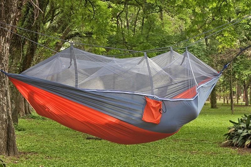 Inspire Uplift Others & Gifts Gray / Orange Treehouse Mosquito Net Hammock