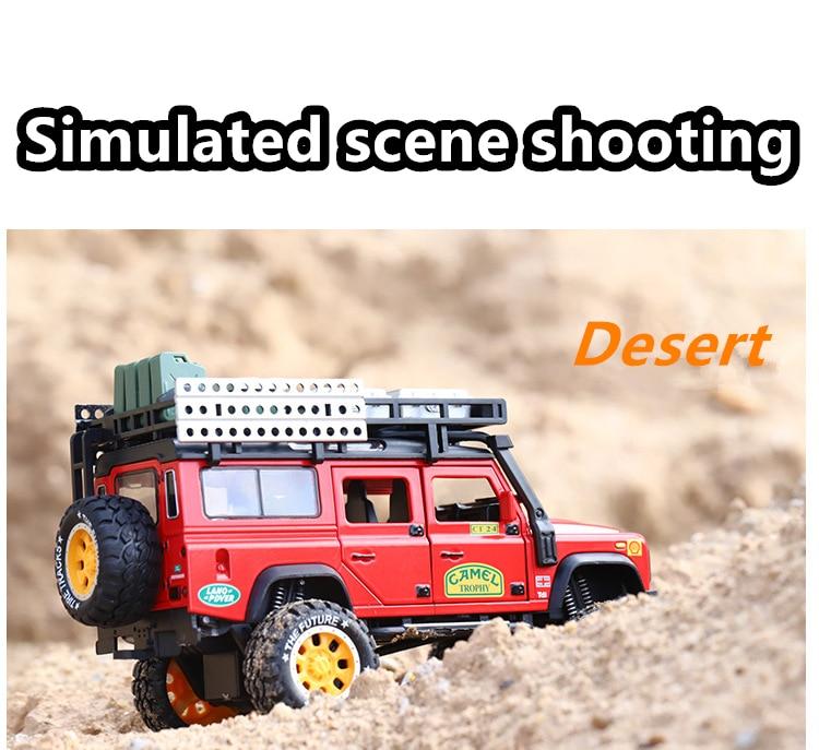 1:28 Defender Camel Trophy Car Model Diecasts & Toy Vehicles