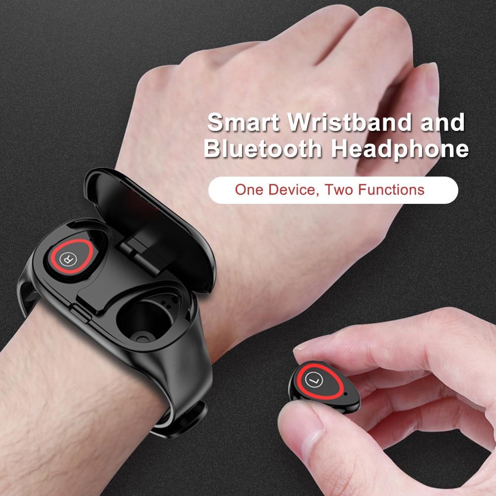 Wireless Bluetooth 5.0 Earphone & Smart Watch with Heart Rate Monitor Stereo Sports Earbuds